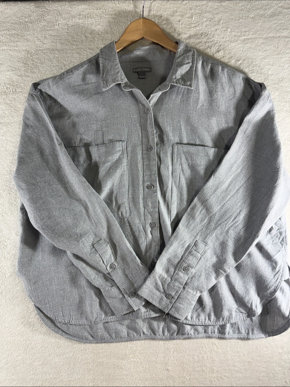 Falls Creek Men's Lightweight Button-Front Gray Shirt Jacket